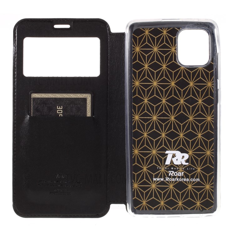 ROAR Vista Da Janela Caso Estande De Couro Com Shell Slot Para Cartão Para Samsung Galaxy A81 / Nota 10 Lite - Preto-9