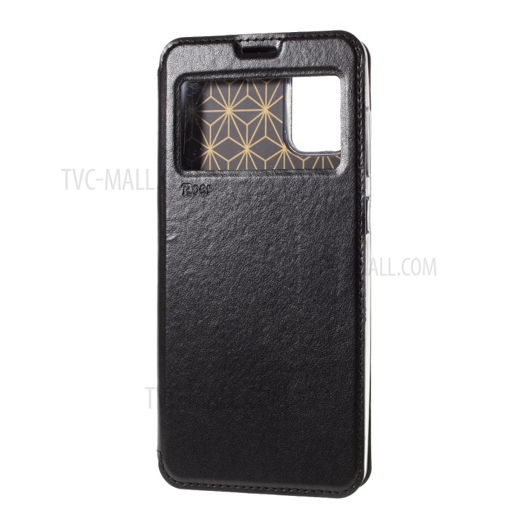ROAR Ranhura Shell Caso Estande De Couro Cartão De Vista Da Janela Para Samsung Galaxy A71 SM-A715 - Preto-2