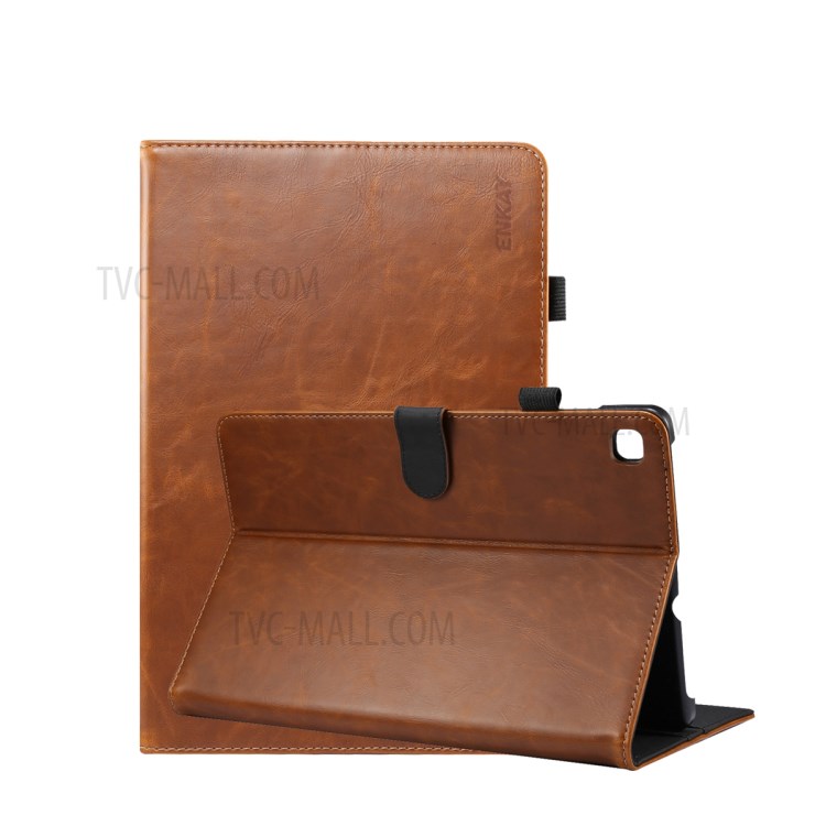 Enkay ENK-8007 Funda De Piel De Caballo Loco Cartera De Encendido / Apagado Para La Lengüeta S6 Lite 10.4 P610 / P615 - Marrón-1