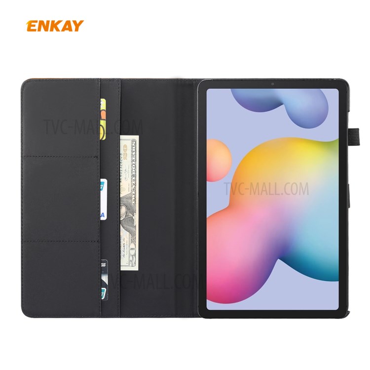Enkay ENK-8007 Funda De Piel De Caballo Loco Cartera De Encendido / Apagado Para La Lengüeta S6 Lite 10.4 P610 / P615 - Marrón-4