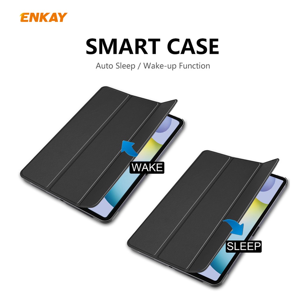 ENKAY Tri-fold Stand PU Leather Smart Tablet Case for Samsung Galaxy Tab S6 Lite P610 / P615 - Dark Blue-4