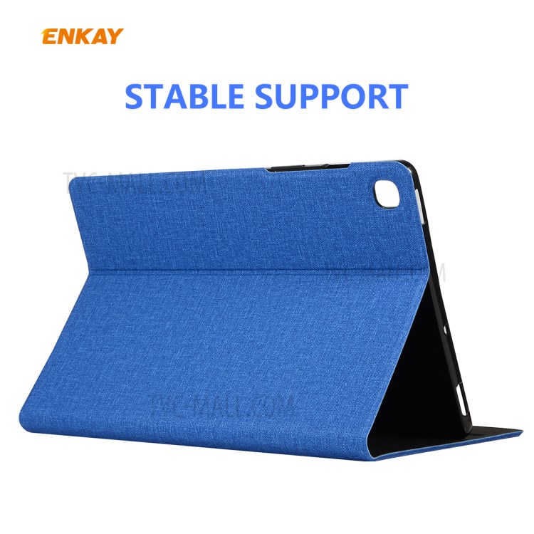 Enkay Cuir Texture Tissu ENK-8004 Cas À Puce Pour Tablette Samsung Galaxy Tab 10.4 S6 Lite P610 / P615 - Bleu-3
