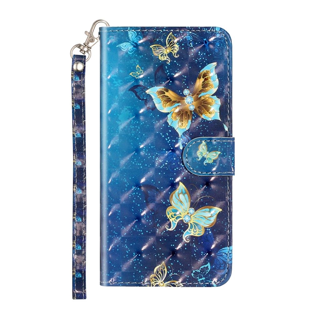 Luz Decoração Local Caso Modelado Carteira De Couro Em Relevo Para Samsung Galaxy A40 - Borboleta-3