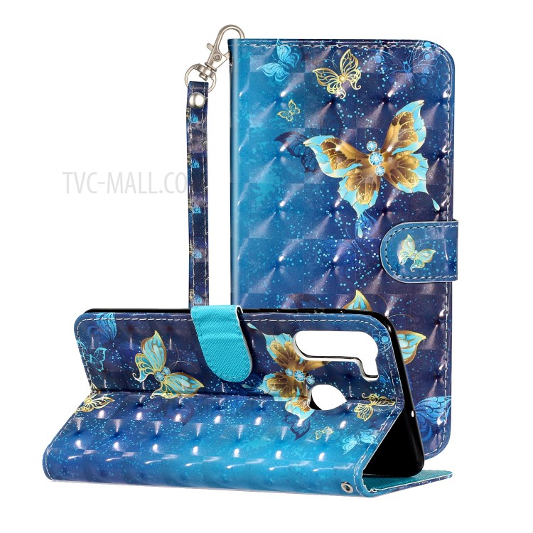 Light Spot Decor Embossed Pattern Leather Wallet Case for Samsung Galaxy A21 - Butterfly-1