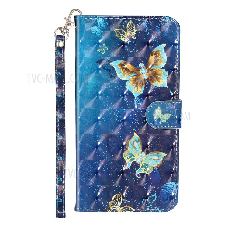 Light Spot Decor Embossed Pattern Leather Wallet Case for Samsung Galaxy A21 - Butterfly-3