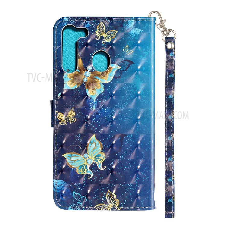 Light Spot Decor Embossed Pattern Leather Wallet Case for Samsung Galaxy A21 - Butterfly-4