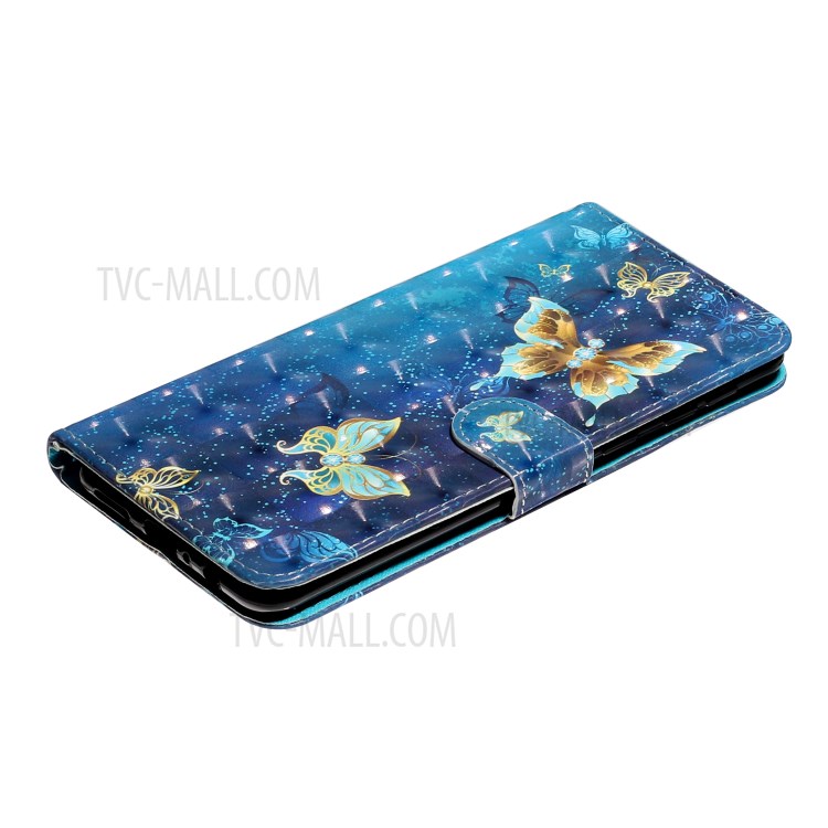 Light Spot Decor Embossed Pattern Leather Wallet Case for Samsung Galaxy A21 - Butterfly-6