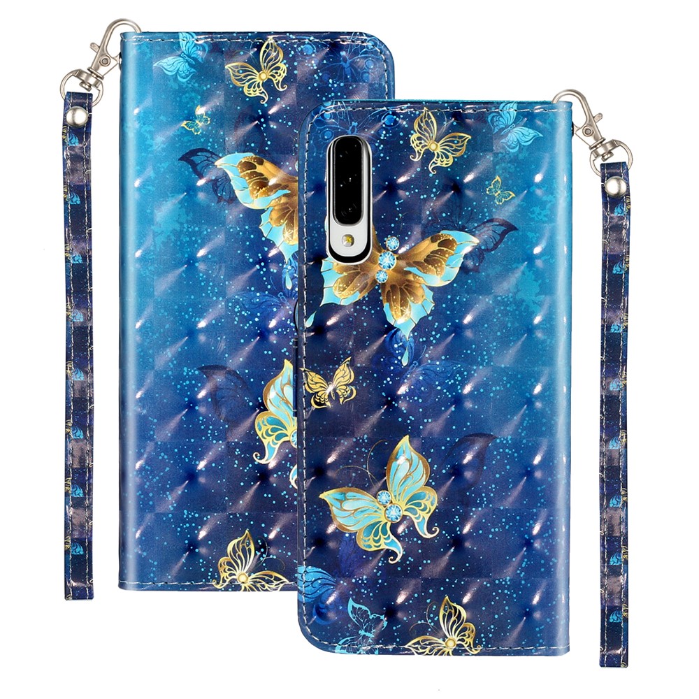 Light Spot Decor Embossed Pattern Leather Wallet Case for Samsung Galaxy A50/A30s/A50s - Butterfly-2