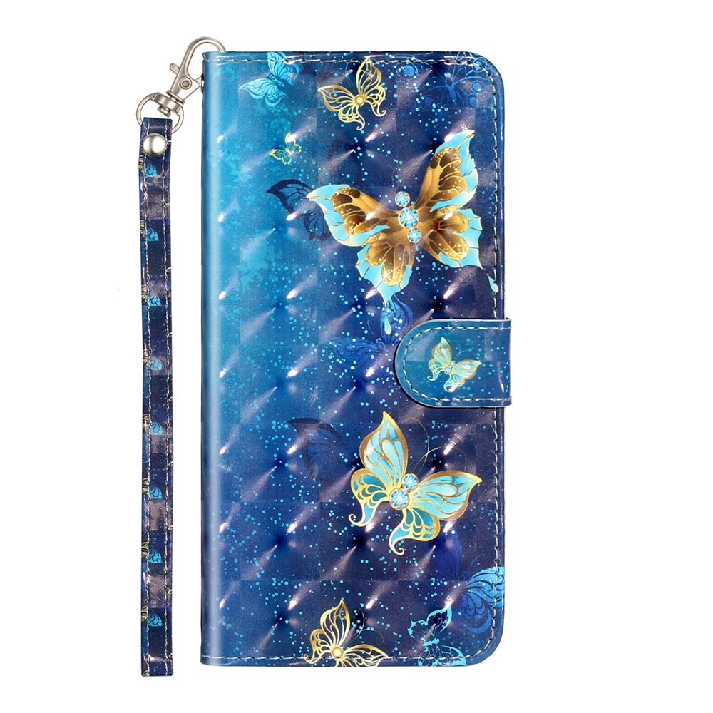 Décor De Spot Lumineux Motif Gaufré Cas De Porte-monnaie En Cuir Pour Samsung Galaxy A50 / A30s / A50s - Papillon-3
