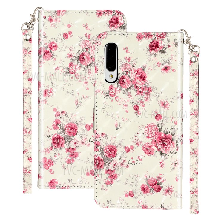 Décor De Spot Lumineux Motif Gaufré Cas De Porte-monnaie En Cuir Pour Samsung Galaxy A50 / A30s / A50s - Fleur-2