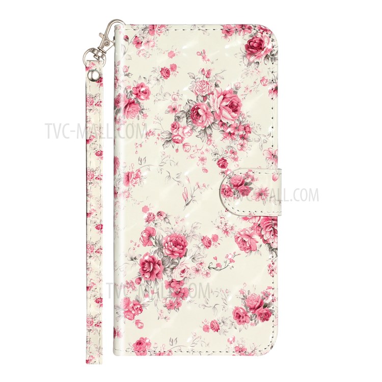Décor De Spot Lumineux Motif Gaufré Cas De Porte-monnaie En Cuir Pour Samsung Galaxy A50 / A30s / A50s - Fleur-3