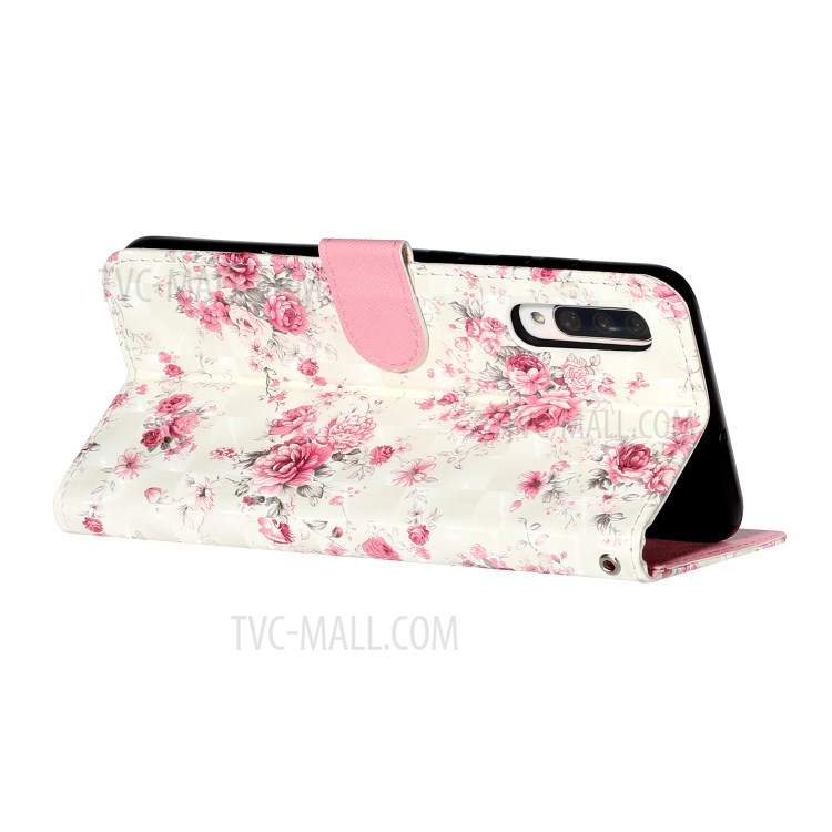 Décor De Spot Lumineux Motif Gaufré Cas De Porte-monnaie En Cuir Pour Samsung Galaxy A50 / A30s / A50s - Fleur-6