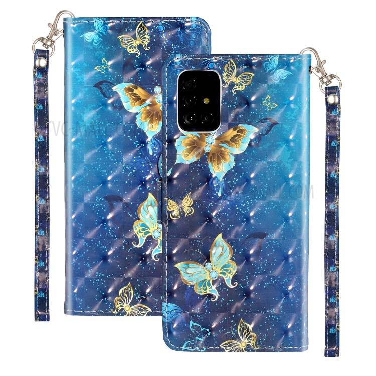 Light Spot Decor Pattern Embossed Leather Phone Case Wallet for Samsung Galaxy A71 SM-A715 - Butterfly-2