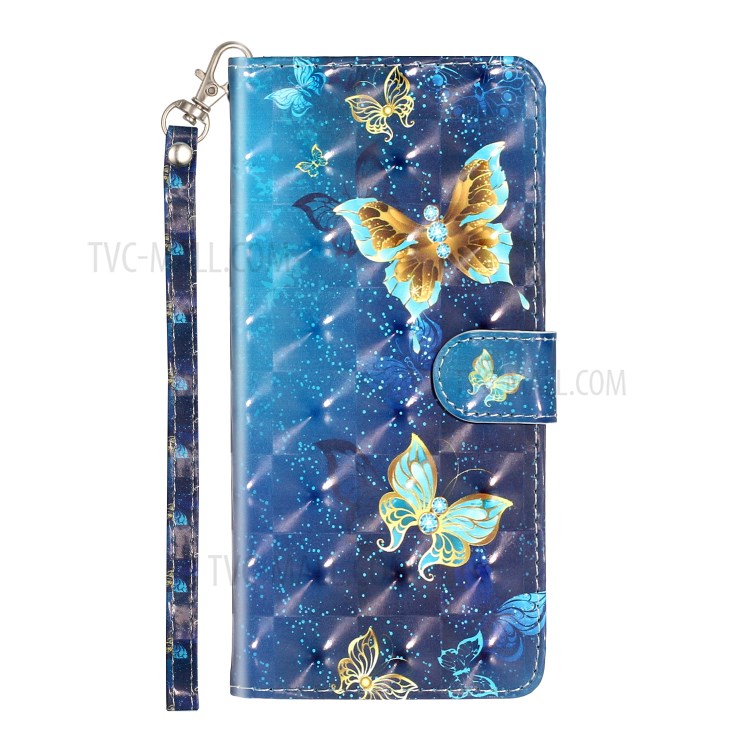 Ponto De Luz Decoração Padrão Caso Carteira Em Relevo Telefone De Couro Para Samsung Galaxy A71 SM-A715 - Borboleta-3
