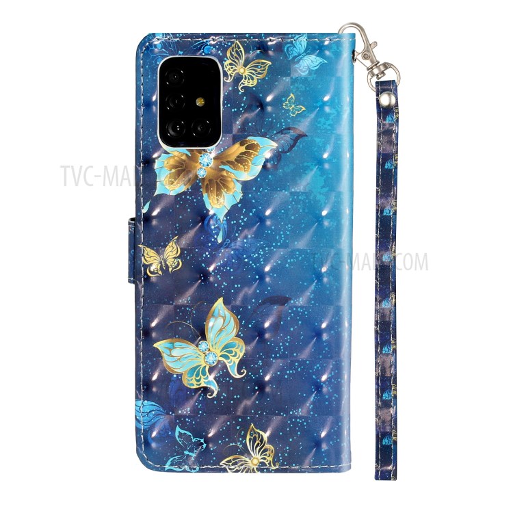 Ponto De Luz Decoração Padrão Caso Carteira Em Relevo Telefone De Couro Para Samsung Galaxy A71 SM-A715 - Borboleta-4
