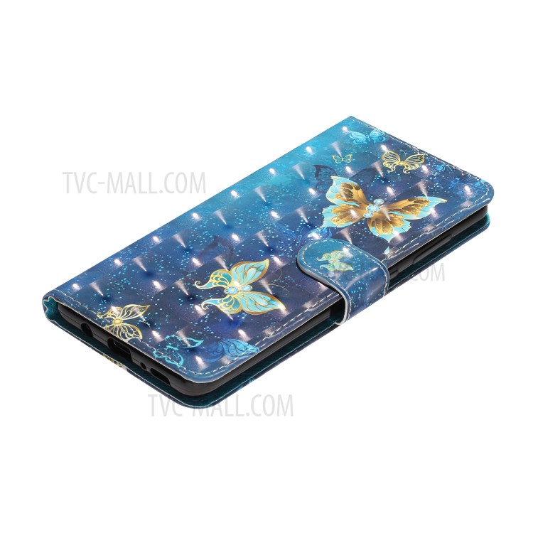 Ponto De Luz Decoração Padrão Caso Carteira Em Relevo Telefone De Couro Para Samsung Galaxy A71 SM-A715 - Borboleta-5