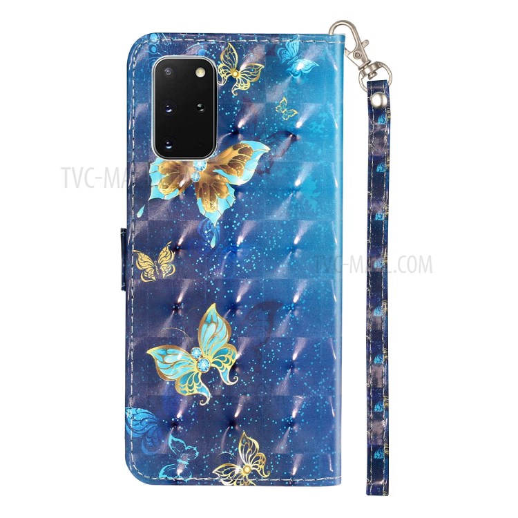 Light Spot Decor Patterned Embossed Leather Wallet Case Cover for Samsung Galaxy S20 Plus - Butterfly-4