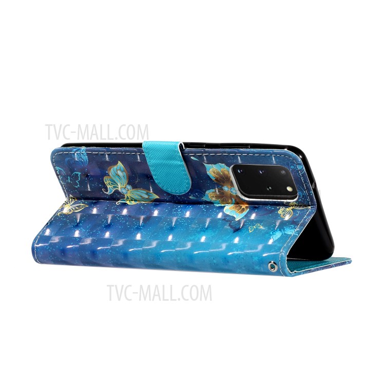 Light Spot Decor Patterned Embossed Leather Wallet Case Cover for Samsung Galaxy S20 Plus - Butterfly-5