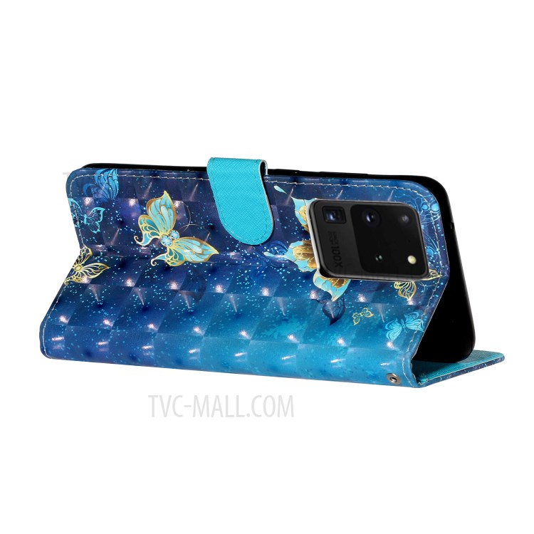 Light Spot Decor Pattern Embossed Leather Case Wallet for Samsung Galaxy S20 Ultra - Butterfly-6