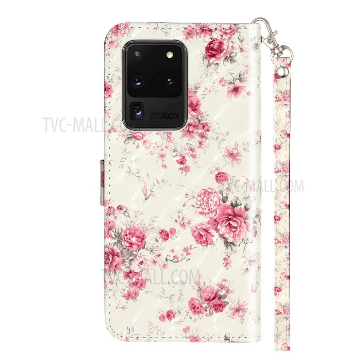 Light Spot Decor Pattern Embossed Leather Case Wallet for Samsung Galaxy S20 Ultra - Flower-4
