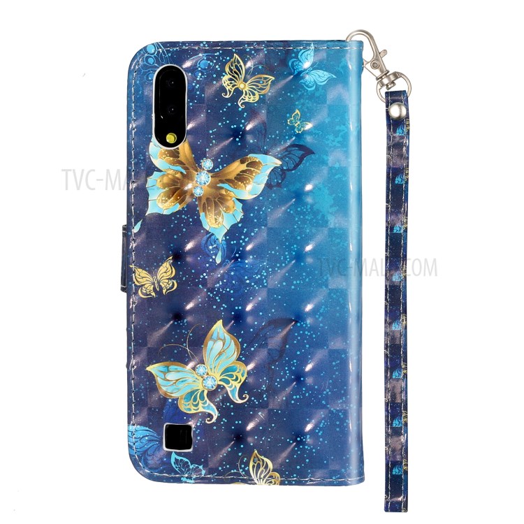 Patterned Embossed Leather Wallet Phone Case with Strap for Samsung Galaxy M10/A10 - Butterfly-4