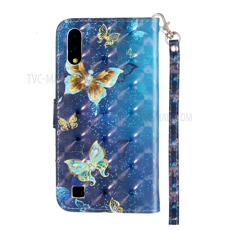 Patterned Embossed Leather Wallet Phone Case with Strap for Samsung Galaxy M10/A10 - Butterfly-4