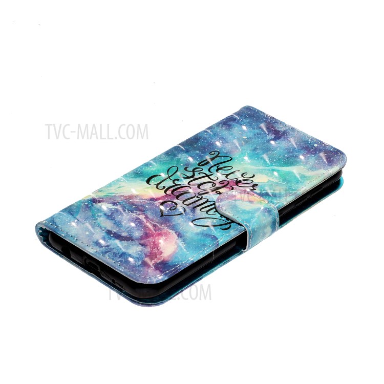 Patterned Embossed Leather Wallet Phone Case with Strap for Samsung Galaxy M10/A10 - Never Stop Dreaming-5