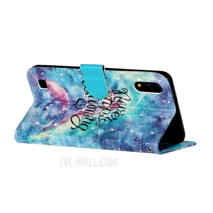 Patterned Embossed Leather Wallet Phone Case with Strap for Samsung Galaxy M10/A10 - Never Stop Dreaming-6