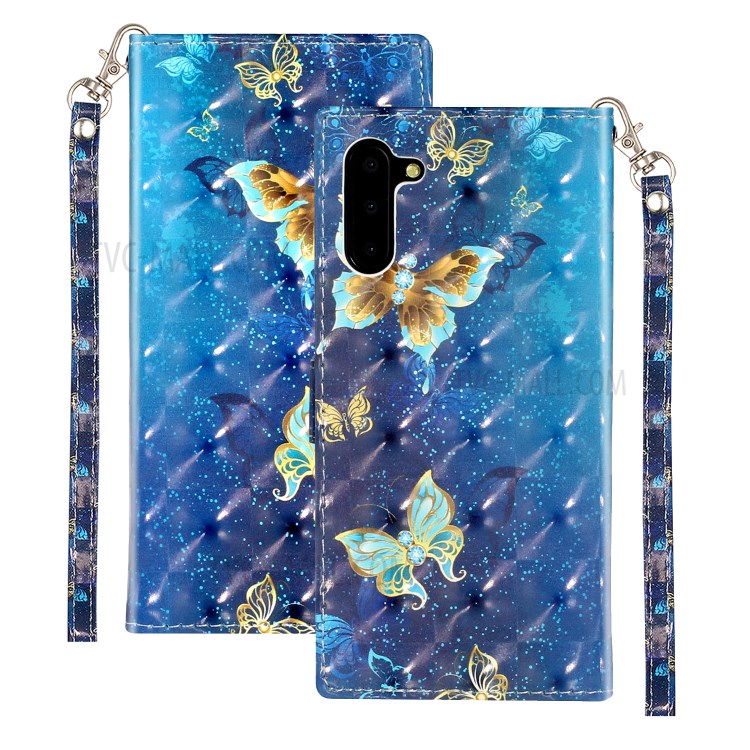 Light Spot Decor Pattern Printing Wallet Stand Leather Phone Case for Samsung Galaxy Note 10 - Butterfly-2