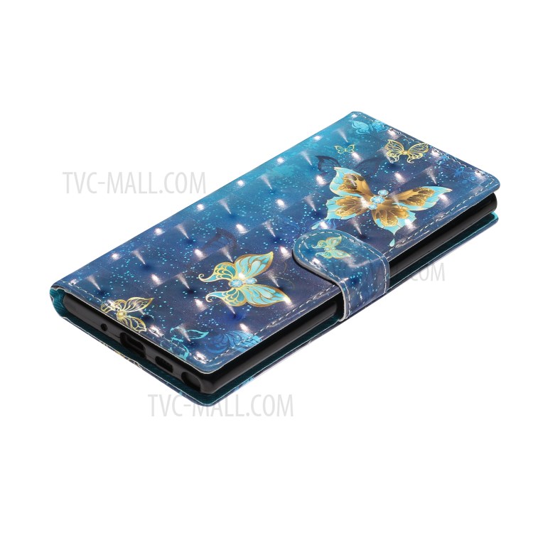 Light Spot Decor Pattern Printing Wallet Stand Leather Phone Case for Samsung Galaxy Note 10 - Butterfly-5