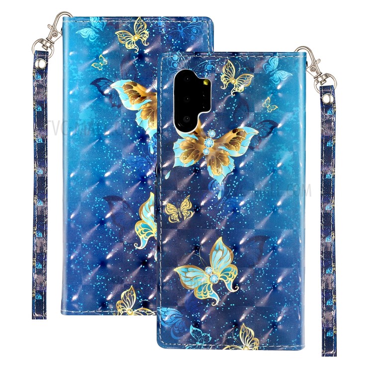 Light Spot Decor Patterned Leather Wallet Phone Case for Samsung Galaxy Note 10 Plus - Butterfly-2