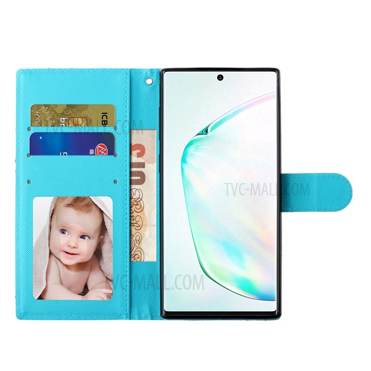 Light Spot Decor Patterned Leather Wallet Phone Case for Samsung Galaxy Note 10 Plus - Butterfly-7