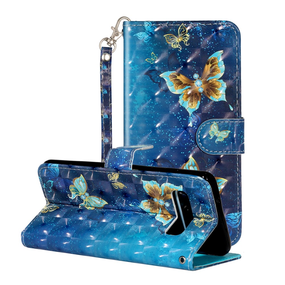 Cas À Motifs De Téléphone De Portefeuille De Cuir Gaufré Avec Lanière Pour Samsung Galaxy S10 Ainsi Que - Papillon-1