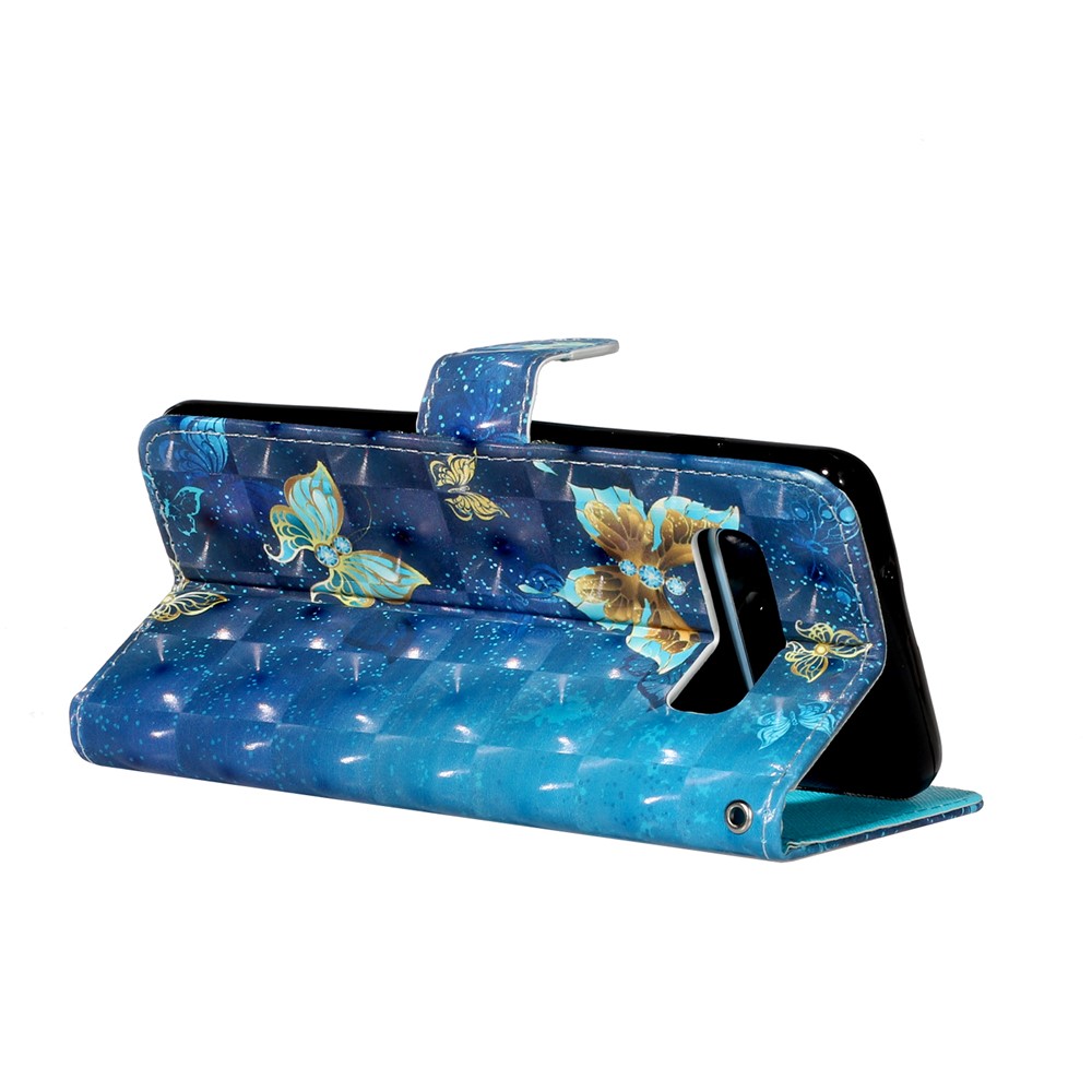 Cas À Motifs De Téléphone De Portefeuille De Cuir Gaufré Avec Lanière Pour Samsung Galaxy S10 Ainsi Que - Papillon-5