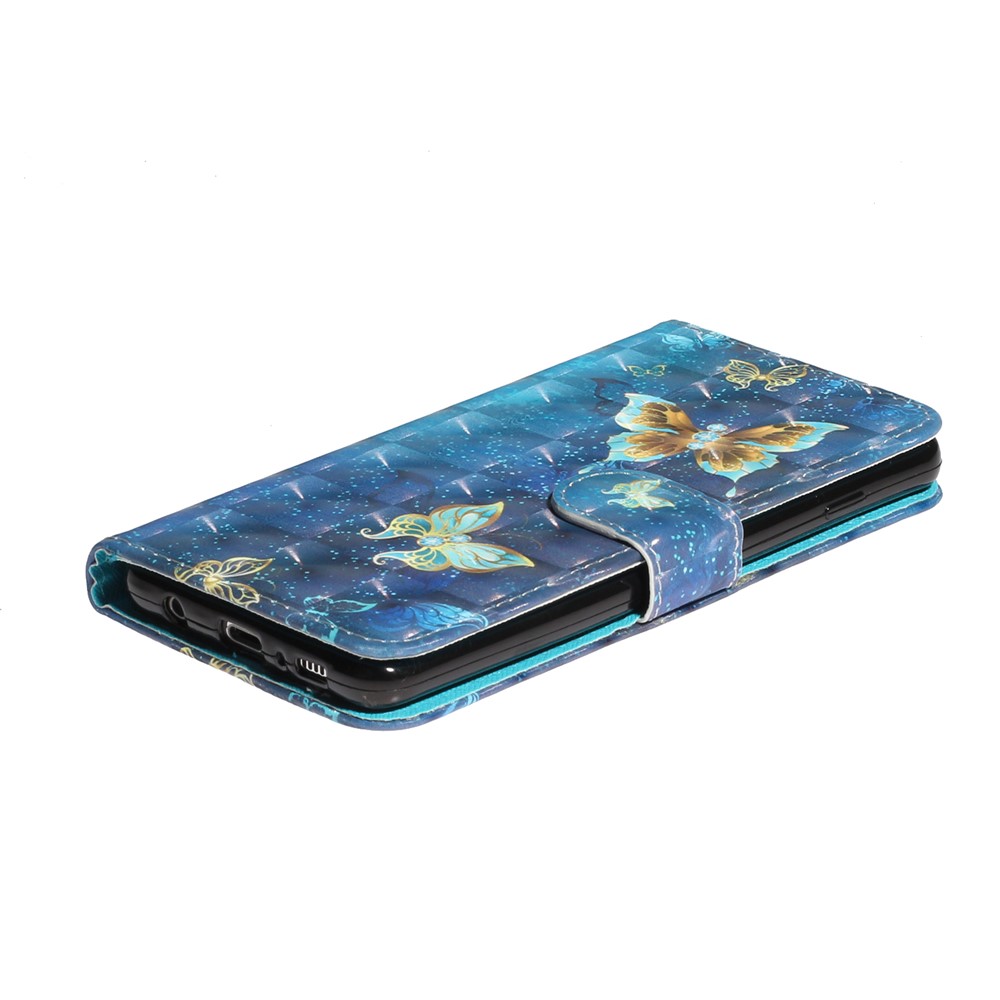 Cas À Motifs De Téléphone De Portefeuille De Cuir Gaufré Avec Lanière Pour Samsung Galaxy S10 Ainsi Que - Papillon-6