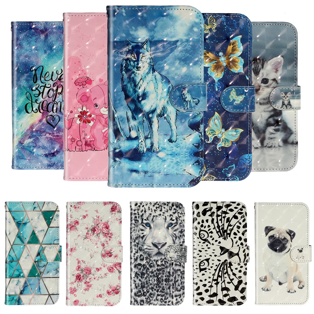Cas À Motifs De Téléphone De Portefeuille De Cuir Gaufré Avec Lanière Pour Samsung Galaxy S10 Ainsi Que - Papillon-8