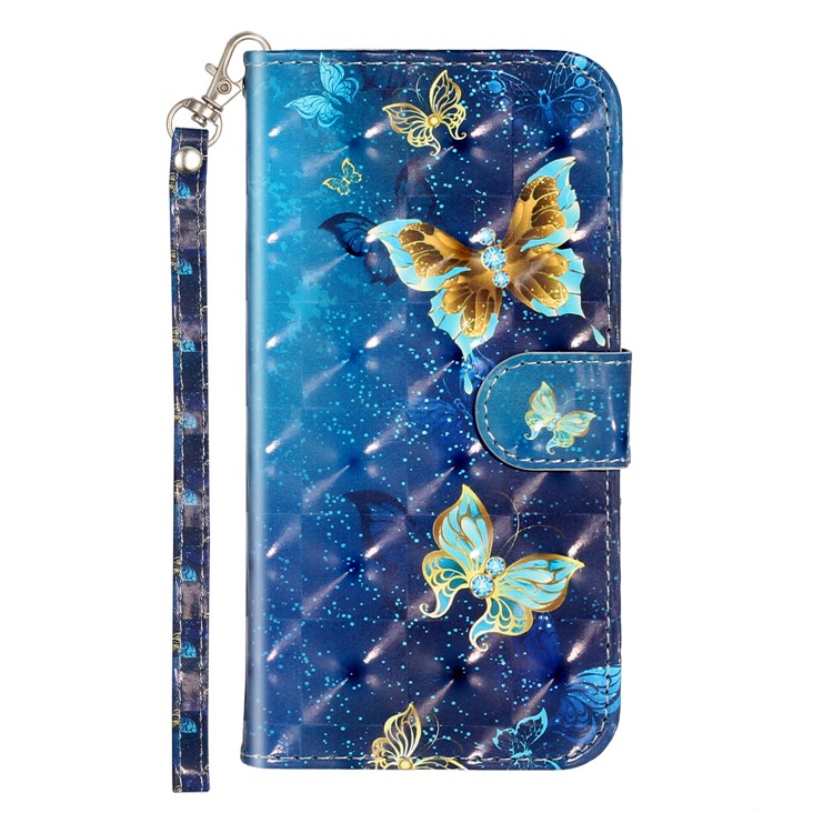 Light Spot Decor Patterned Embossed Leather Case Wallet Phone Cover for Samsung Galaxy S10e - Butterfly-3