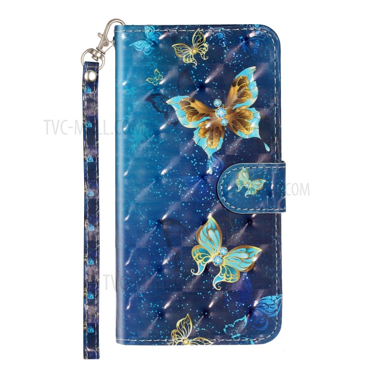 Light Spot Decor Patterned Embossed Leather Wallet Phone Cover Case for Samsung Galaxy S10 5G - Butterfly-3