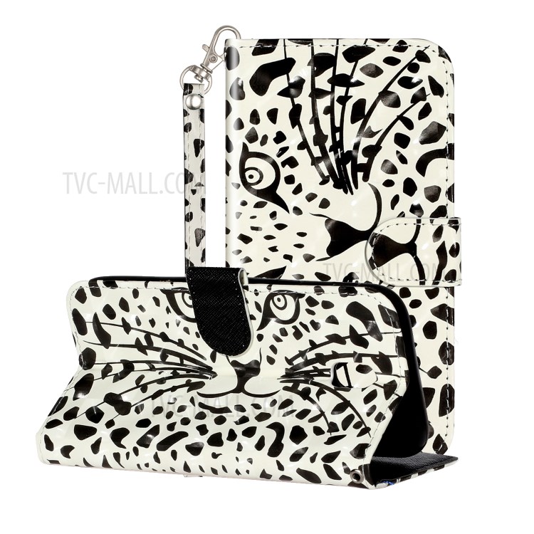 Décoration Spot Lumineux Étui En Cuir À Motifs Couverture De Téléphone Portefeuille Pour Samsung Galaxy J5 (2017) / J5 Pro (2017) - Léopard Bande Dessinée-1