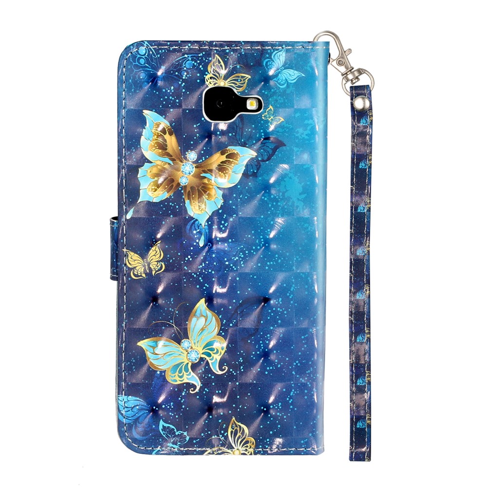 Caixa de Couro Com Decoração de Ponto Leve Tampa da Carteira Para Samsung Galaxy J4+/J4 Plus - Borboleta