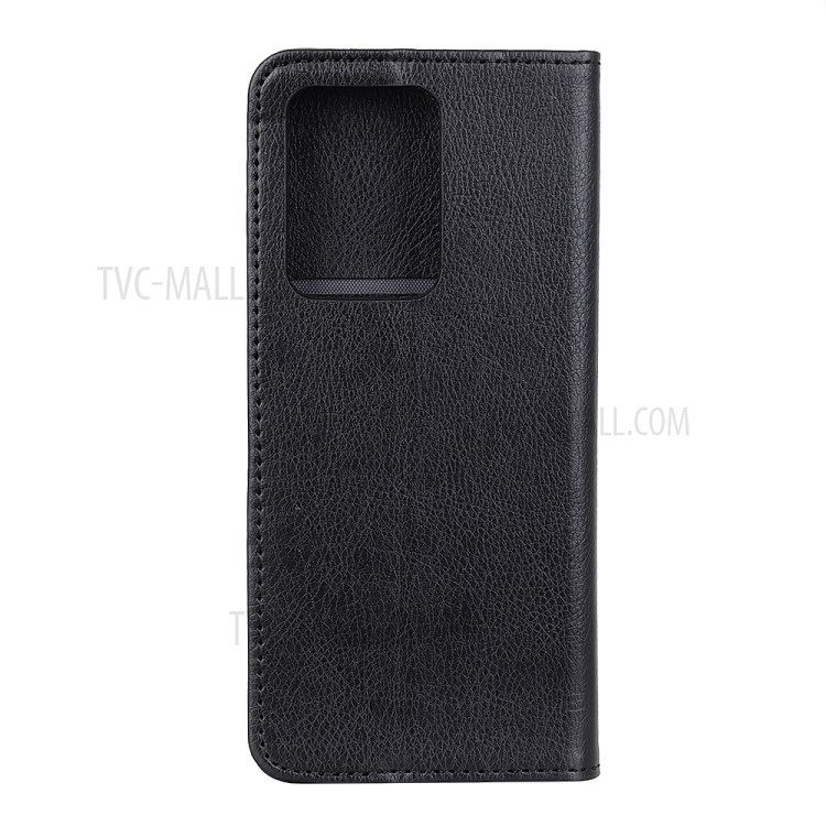 Textura Lichia Couro Rachado Caso Estande Shell Absorvida Automaticamente Para Samsung Nota Galáxia 20 Mais - Preto-3