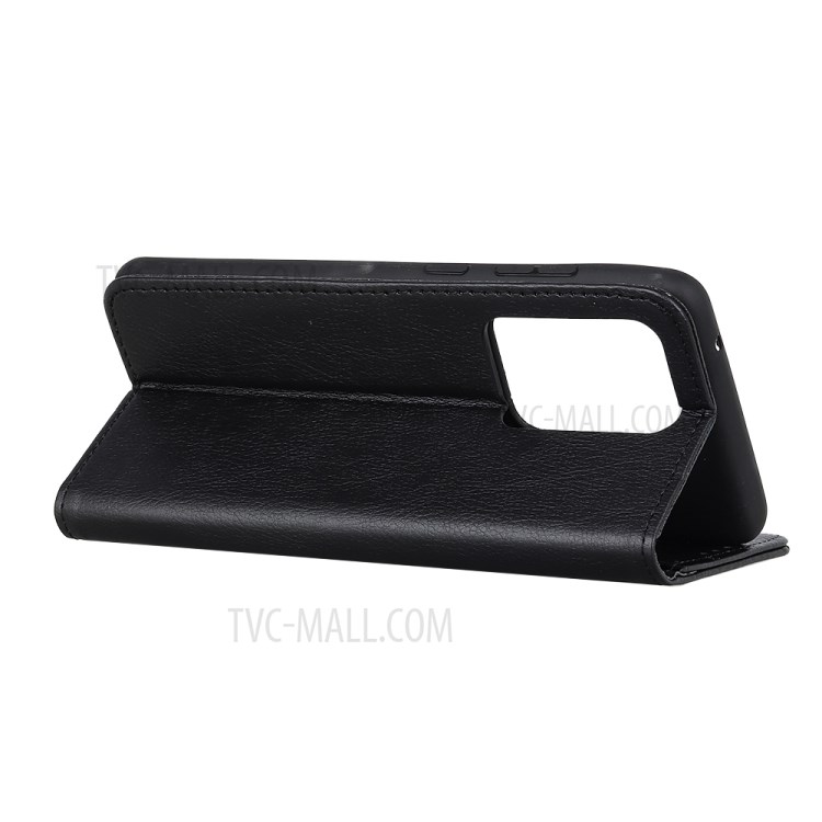 Textura Lichia Couro Rachado Caso Estande Shell Absorvida Automaticamente Para Samsung Nota Galáxia 20 Mais - Preto-4