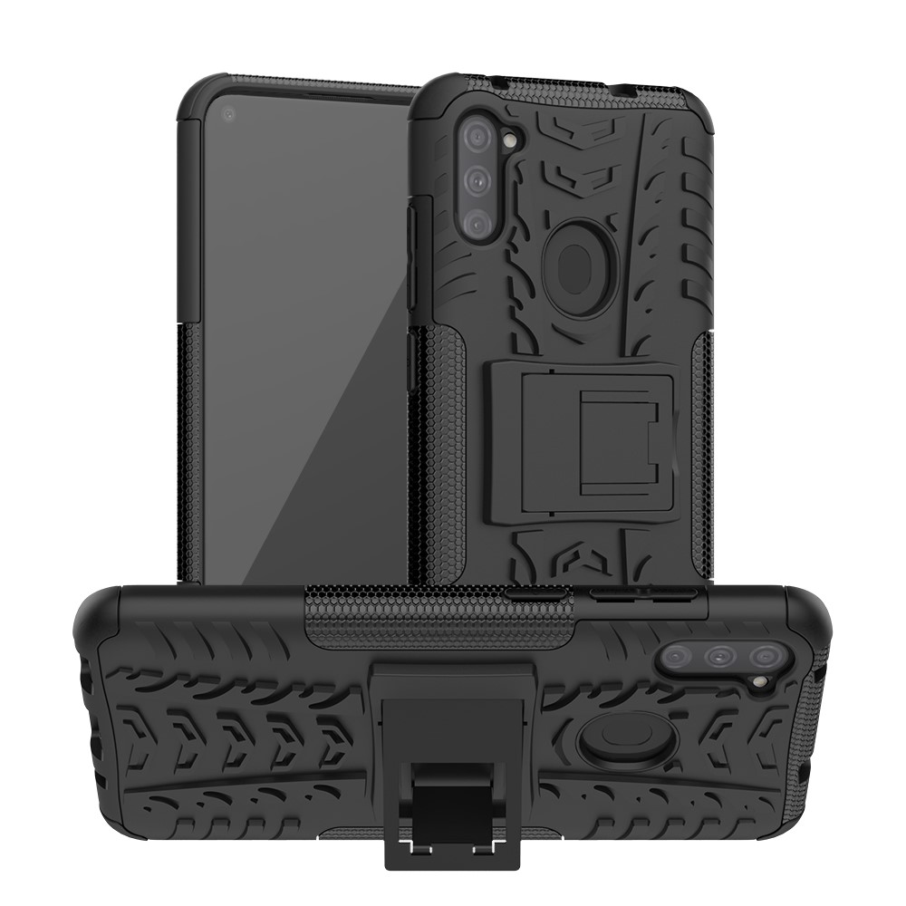 Anti-slip-pc + Tpu-abdeckung Mit Kickstand Shell Für Samsung Galaxy A11 (us-version) - Schwarz