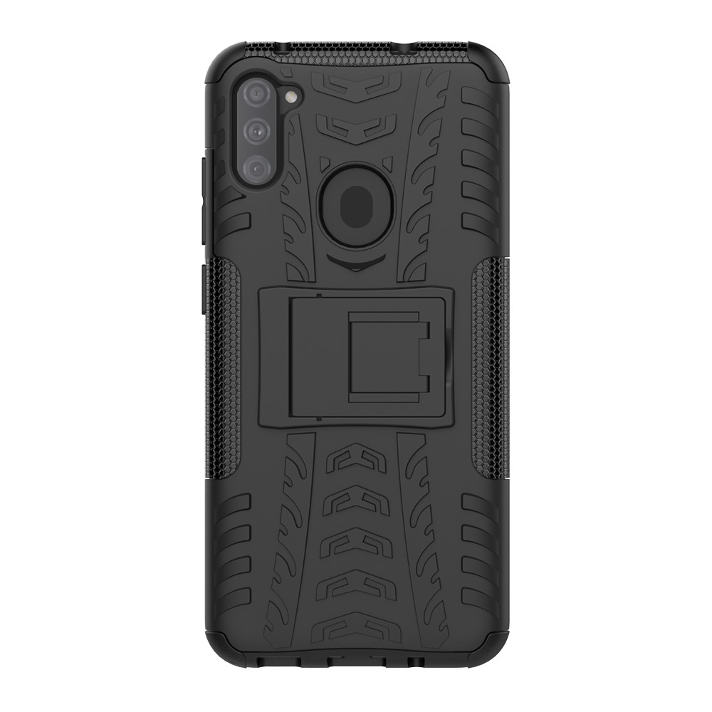 Copertina PC + TPU Anti-slip Con Shell Kickstand Per Samsung Galaxy A11 (versione Statunitense) - Nero