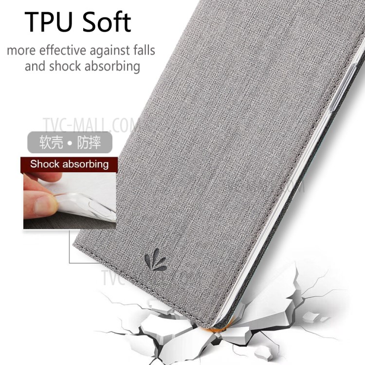 VILI DMX Cross Texture Card Holder Stand Leather Cover for Samsung Galaxy M31 - Grey-10
