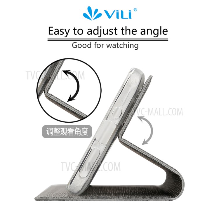 VILI DMX Cross Texture Card Holder Stand Leather Cover for Samsung Galaxy M31 - Grey-12