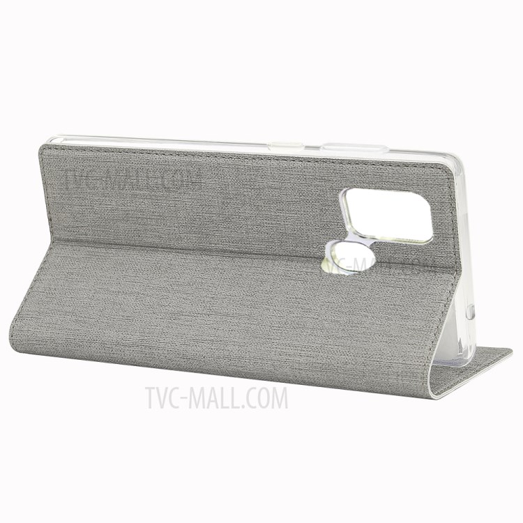 VILI DMX Cross Texture Card Holder Stand Leather Cover for Samsung Galaxy M31 - Grey-20