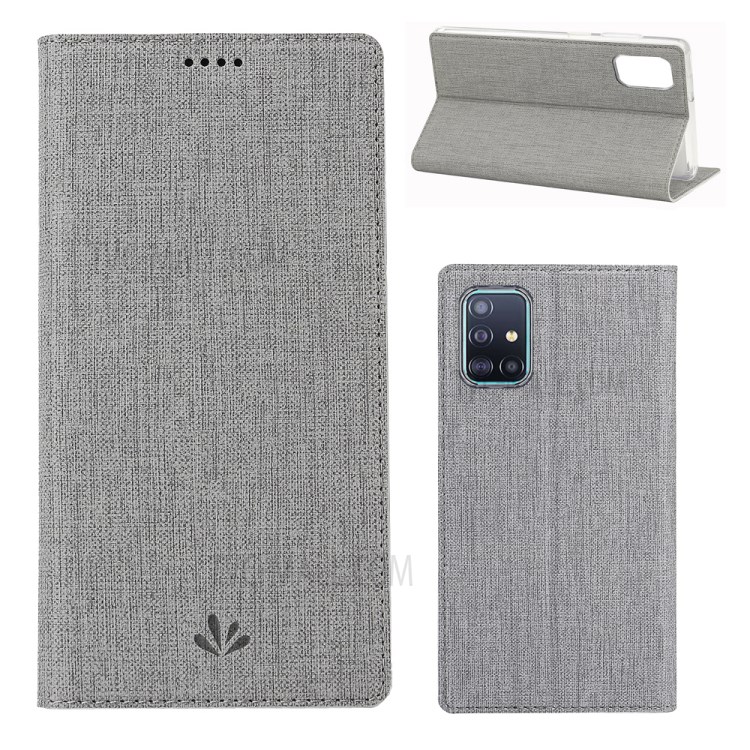 VILI DMX Querfläche Leder Telefonabdeckung Für Samsung Galaxy A51 5G SM-A516 - Grau-1