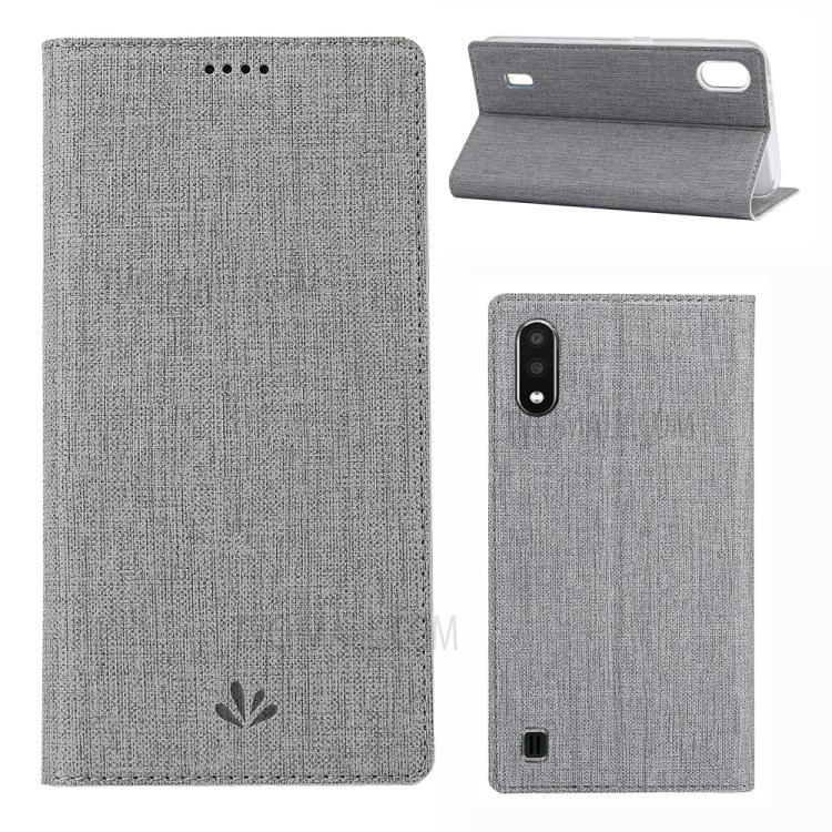 VILI DMX Style Cross Texture Card Slot Leather Unique Cover for Samsung Galaxy A01 - Grey-1