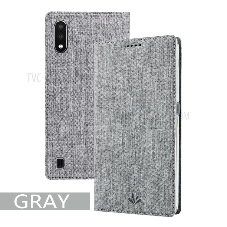 VILI DMX Style Cross Texture Card Slot Leather Unique Cover for Samsung Galaxy A01 - Grey-9